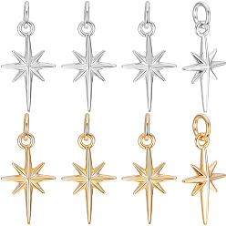 Золотой & Серебряный 20 шт. 2 цвета латунные подвески, с прыжковых колец, Полярная звезда, золотой и серебряный, 16.5x9x2.5 мм, отверстие : 3.4 мм, 10 шт / цвет