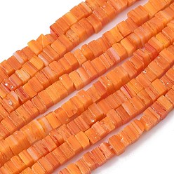 Оранжевый Бусы лэмпворк ручной работы, кубические, оранжевые, 4~4.5x4~4.5x2.5~3 мм, отверстие : 0.8 мм, около 149 шт / нитка, 15.75'' (40 см)
