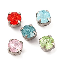 Платина Шить на горный хрусталь, многожильные звенья из стекла, хрусталя и стразов, с настройками латуни, аксессуары для одежды, граненые, плоско-круглые, платина, 6x6x5.5 мм, отверстие : 0.9 мм