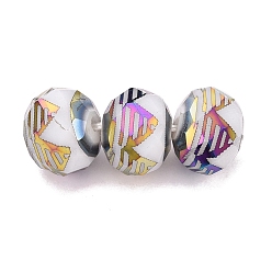 Coloré Perles en verre electroplate, rondelle avec motif à rayures, facette, colorées, 7~8x5.5~6mm, Trou: 1~1.2mm