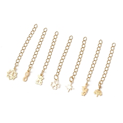 Золотой 304 нержавеющей стали концы цепей, с 304 прелестей из нержавеющей стали, разнообразные, золотые, 42~52 мм