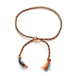 Разноцветный Регулируемые плетеные хлопковые шнуры, изготовление браслетов-слайдеров, с позолоченными латунными бусинами, красочный, внутренний диаметр: 2-5/8 дюйм (6.6 см)