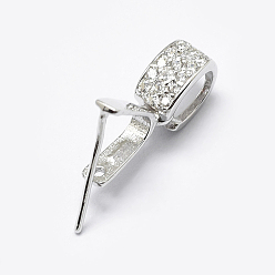 Платина Антикоррозийное покрытие родием 925 подвеска из стерлингового серебра с микропаве из кубических цирконий, ледоруб и щепотку поручительств, платина, 13 мм, отверстие : 2x6 мм, штифты : 0.6 мм