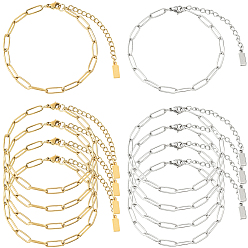 (52) Непрозрачная лаванда 12 шт. 2 цвета 304 браслеты из нержавеющей стали со скрепками для мужчин и женщин, разноцветные, 6-7/8~7 дюйм (17.5~17.8 см), 6 шт / цвет