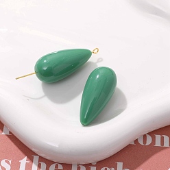 Средний Аквамарин Непрозрачные шарики cmолы, слеза, средний аквамарин, 34x15 мм, отверстие : 1.6 мм