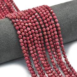 Родонит Природные родонит бисер нитей, энергетическая призматическая огранка с двойными концами бусины, граненые двухконусные, 4x4.5 мм, отверстие : 0.4 мм, около 83 шт / нитка, 14.96 дюйм (38 см)