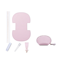 Pink Набор для самостоятельного изготовления кошелька в форме ракушки на молнии, включая материалы для сумок из коровьей кожи, розовые, 115x73x58 мм