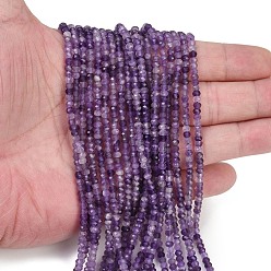 Аметист Природный аметист нитей бисера, граненые, рондель, рондель, 3x2 мм, отверстие : 0.5 мм, около 165 шт / нитка, 15.16 дюйм (38.5 см)