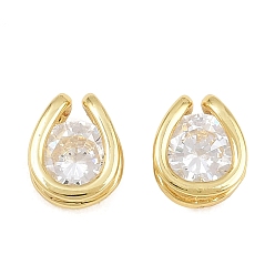 Real 18K Gold Plated Brass Micro Pave Cubic Zirconia Pendants, Rack Plating, Long-Lasting Plated, Lead Free & Cadmium Free, Real 18K Gold Plated, 8x7x4mm, Hole: 1mm