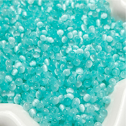 Аква 1120 шт. стеклянные бусины с имитацией кошачьего глаза, два тона, круглые, вода, 4x3 мм, отверстие : 1.2 мм