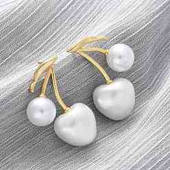 Белый Серьги-гвоздики из вишневой латуни, с искусственной оболочкой, золотые, белые, 32.5x20.5 мм