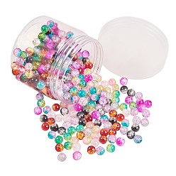Mixed Color Spray Painted Crackle Glass Beads, Mixed Color, 8mm, Hole: 1.3~1.6mm, about 350pcs/box