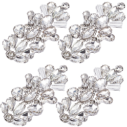 Серебро 4шт. стеклянные нашивки для одежды, цвет пшеницы, серебряные, 76x35x7 мм