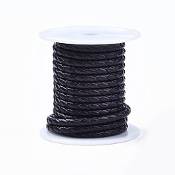 Индиго Плетеный шнур коровья кожа, кожаная веревка для браслетов, с хлопковой нитью внутри, индиговые, 4 мм, около 5.46 ярдов (5 м) / рулон