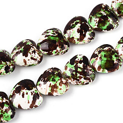 Кокосово-Коричневый С напылением окрашенные синтетические бирюзовые бусинки, сердце, кокосового коричневый, 13~13.5x14~14.5x6~7 мм, отверстие : 0.9~1 мм, около 30 шт / нитка, 15.16~15.35 дюйм (38.5~39 см)