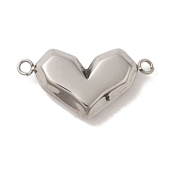 Нержавеющая Сталь Цвет 304 подвески из нержавеющей стали, сердечные ссылки, цвет нержавеющей стали, 10.5x20x4 мм, отверстие : 1.5 мм