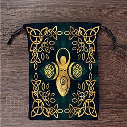 Цветок Бархатные набивные сумки для хранения, мешочек на шнурке для упаковки карт Таро, прямоугольные, цветок, 18x13 см