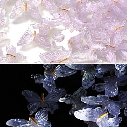 Сливовый Светящиеся кабошонов смолы, бабочка, светится в темноте, с блеском порошок, слива, 10x13x2 мм