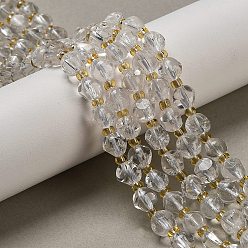 Хрусталь Природных кристаллов кварца бисер нитей, диагональные бусины из горного хрусталя, с бисером, 5.5~6x6.5x6.5 мм, отверстие : 0.8 мм, около 51 шт / нитка, 15.55'' (39.5 см)
