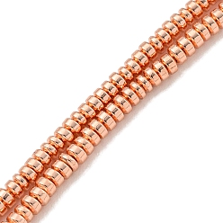 Rose Gold Plated Electroplated Synthetic Non-Magnetic Hematite Beads Strands, Disc, Heishi Beads, Rose Gold Plated, 2.5x1mm, Hole: 0.6mm, about 337pcs/strand, 16.06''(40.8cm)