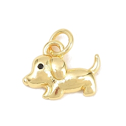 Собака Латунные микропаве прозрачные подвески с фианитом, долговечный, стойки покрытие, без свинца и без кадмия, реальный 18 k позолоченный, собака, 10x13.5x2.5 мм, отверстие : 3.5 мм