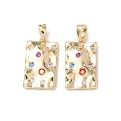 Настоящее золото 18K Латунные микро проложить кубического циркония подвески, прямоугольник амулеты, реальный 18 k позолоченный, 19.5x11.5x3 мм, отверстие : 2.5x4.5 мм