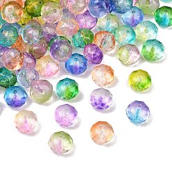 Mixed Color Two-Tone Transparent Acrylic Beads, Rondelle, with Glitter Powder, Faceted, Mixed Color, 10x8mm, Hole: 1.6mm, about 980pcs/500g