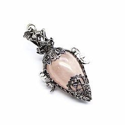 Розовый Кварц Природного розового кварца подвески, слеза, 61x30x19 мм