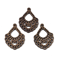 Кокосово-Коричневый Подвески из орехового дерева, кокосового коричневый, 39x29x3 мм, отверстие : 2 мм