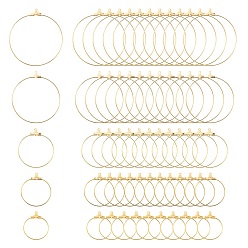 Золотой 20 шт. 5 размер 304 подвески из нержавеющей стали, обручание серьги, кольцо, золотые, 23.5~49x21~45x1.5~1.8 мм, отверстие : 1 мм, 21 датчик, Внутренние размеры: 20~42.5x21.5~44 mm, штифты : 0.7 мм