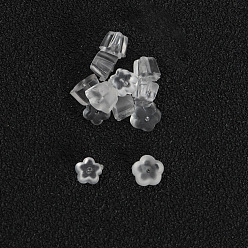 Flower 500Pcs Plastic Ear Nuts, Earring Backs, Flower, 4x4mm