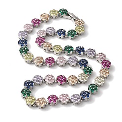 Разноцветный Ожерелья с цветочным звеном из латуни и циркония для женщин, без кадмия и без свинца, долговечный, платина, красочный, 16.26 дюйм (413 мм)