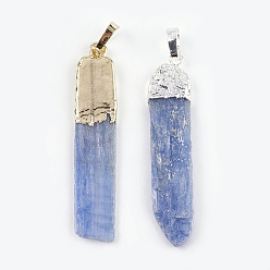 (52) Непрозрачная лаванда Подвески натуральный кианит / цианит / дистен, с латунной найти, разноцветные, 38~52x8.5~14.5x2.5~5 мм, отверстие : 4x5 мм