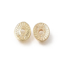 Light Gold Brass Beads, Oval with Sunburst Pattern, Rack Plating, Long-Lasting Plated, Light Gold, 6.5x5x1.5mm, Hole: 1.5mm