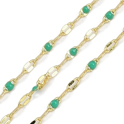 Светлый Морско-зеленый Латунные цепи с покрытием стойки, с эмалью, с катушкой, пайка без свинца и кадмия, реальный 18 k позолоченный, светло-зеленый, 4x2x1 мм