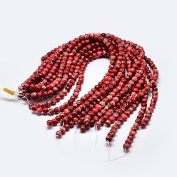 Dark Red Natural Imperial Jasper Beads Strands, Round, Dyed, Dark Red, 8mm, Hole: 1mm, about 48pcs/strand, 15.7 inch
