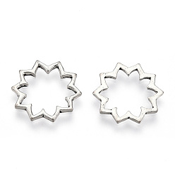 Antique Silver Tibetan Style Alloy Linking Rings, Cadmium Free & Lead Free, Flower, Antique Silver, 19x18.5x1.5mm, Inner Diameter: 11mm