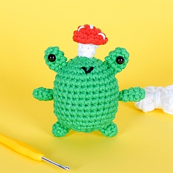 Лягушка Наборы для вязания своими руками анимал для начинающих, включая крючок для вязания, иглу и пряжу, начинка, инструкции, маркер стежка, рулетка, лягушка, 25x18.5x9 см