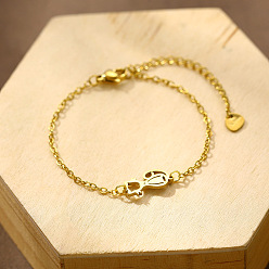 Golden 304 Stainless Steel Cat Shape Link Bracelets, Cable Chain Bracelets for Women, Golden, 6.50 inch(16.5cm)