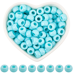 Светло-голубой 800шт. окрашенные распылением пластиковые бусины, баррель, светло-голубой, 9x6 мм, отверстие : 3.8 мм