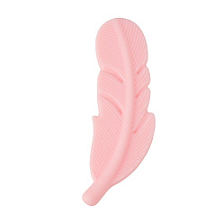 Pink Feather Food Grade Silicone Focal Beads, Pink, 58x15mm