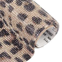 Coconut Brown Leopard Print Pattern Hotfix Rhinestone(Hot Melt Adhesive On The Back), Rhinestone Trimming, Costume Accessories, Coconut Brown, 24x20cm