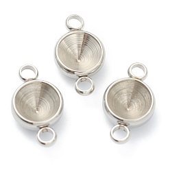 Stainless Steel Color Tarnish Resistant 202 Stainless Steel Connector Rhinestone Settings, for Pointed Back Rivoli Rhinestone, Flat Round, Stainless Steel Color, 17.5x10x4.5mm, Hole: 2.6mm, Fit for 8mm Rhinestone