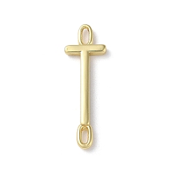 Letter T Подвески из латуни с покрытием для стойки, для изготовления именных ожерелий, без кадмия и без свинца, долговечный, реальный 18 k позолоченный, Письмо T, 22.5x7x1.5 мм, отверстие : 3x0.8 мм