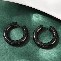 Черный 202 серьги-кольца для полировки из нержавеющей стали, 316 хирургический штифт из нержавеющей стали, ионное покрытие (ip), чёрные, 26x5 мм, штифты : 1 мм