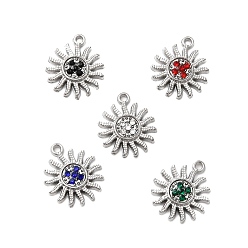 (52) Непрозрачная лаванда 304 подвески из микростразов из нержавеющей стали, солнечные чары, цвет нержавеющей стали, разноцветные, 13.5x11.5x2 мм, отверстие : 1 мм