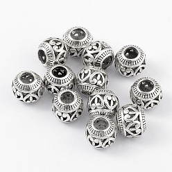 Античное Серебро Европейские бусины тибетского стиля , рондель, античное серебро, 11x9 мм, отверстие : 4.5 мм