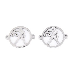 Libra Tarnish Resistant 201 Stainless Steel Links connectors, Constellations, Flat Round, Stainless Steel Color, Libra, 21x16x1mm, Hole: 1.4mm