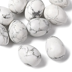 Говлит Натуральный гаулитовый яичный камень, Целебный карманный камень для ладони, для снятия тревоги, медитации, пасхального декора., 29.5~30.5x21.5~22 мм
