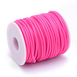 Camellia Hollow Pipe PVC Tubular Synthetic Rubber Cord, Wrapped Around White Plastic Spool, Camellia, 2mm, Hole: 1mm, about 54.68 yards(50m)/roll